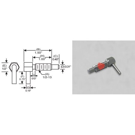 S & W MANUFACTURING L-Handle Lock, Nose P, 1/2-13", 1" SLLW-4